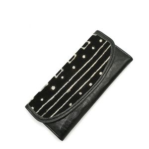 "Mopti" Black Leather Mudcloth Wallet